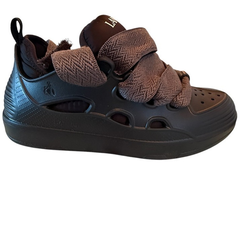 Lanvin Paris Men's Molded Rubber Curb‎ Sneaker Shoe, Anthracite, Size 42